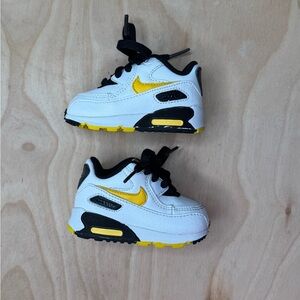 Nike Little Air Max 90 TD White, Black and Gold Baby Toddlers Shoes Size 3C